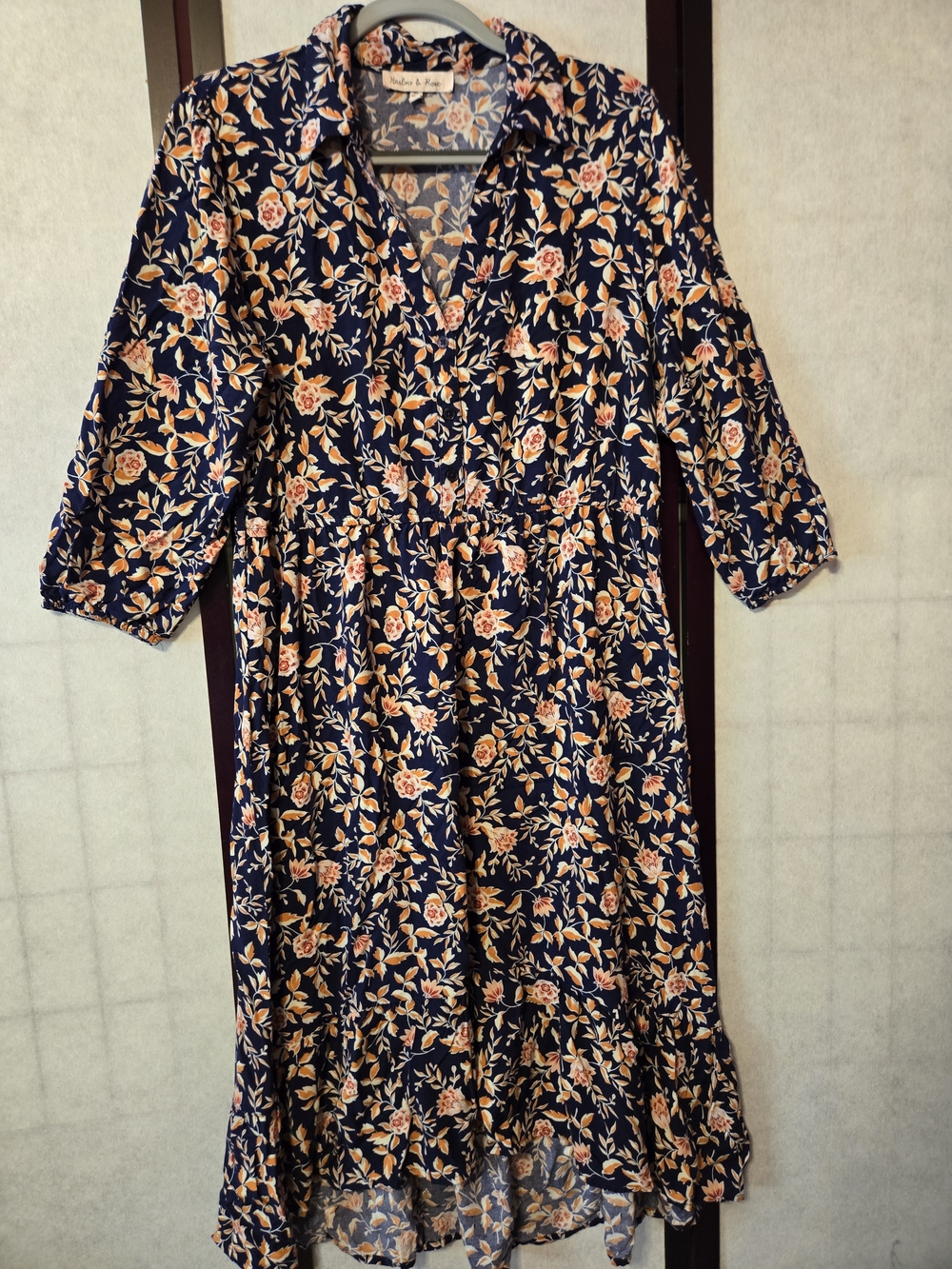 Harlow And Rose Navy Floral Midi Dress Size XL